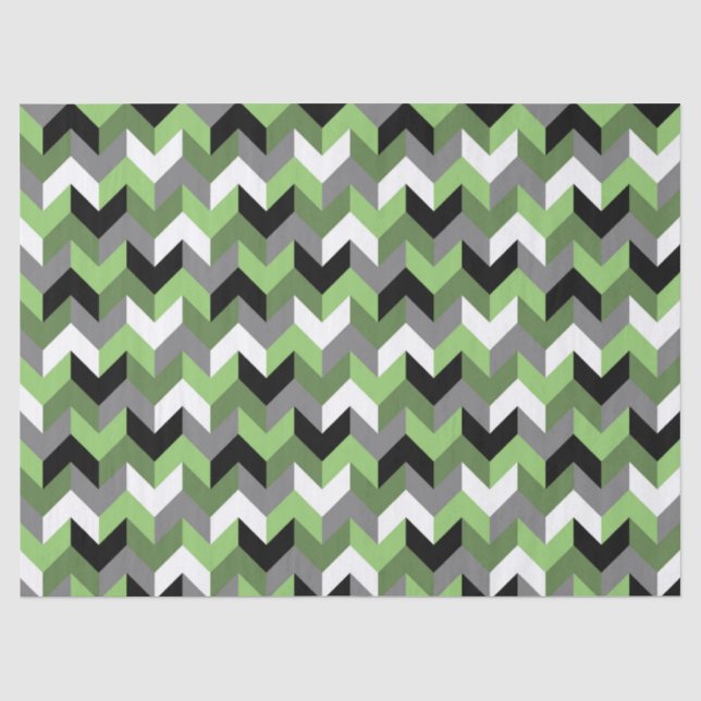 Papel De Seda Seta verde, branca, Cinza e chevron preto (Frente )