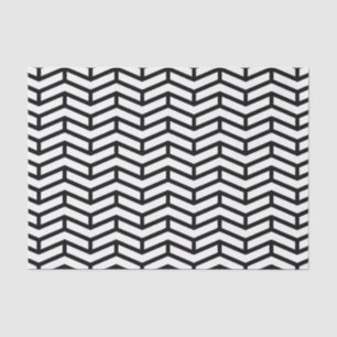 Papel De Seda Setas Nítidas em Oposição de Chevron Branco Preto