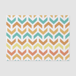 Papel De Seda Setas Retro Chevron Orange Teal Dourado