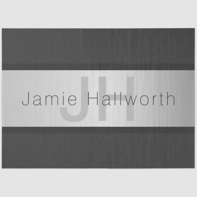 Papel De Seda Seu nome e monograma | Vista de prata cinzenta e f (Frente )