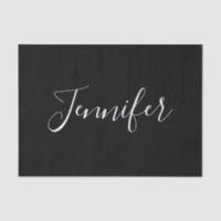 Seu nome | Script branco elegante em preto