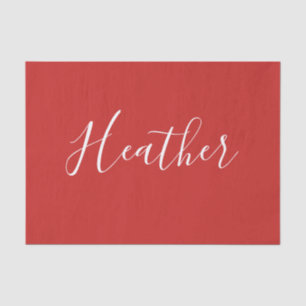 Papel De Seda Seu Script Branco Personalizado em Vermelho