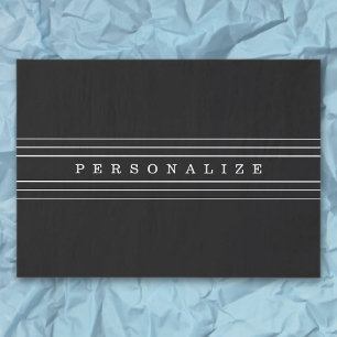 Papel De Seda Seu Texto Personalizado & Listras Modernas Preto
