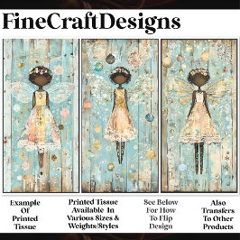 Papel De Seda Shabby Chic Anjos Afro-Americanos AM2 Decoupagem