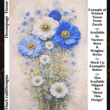 Shabby Chic Azul Mistura de Flores Marfim FD7R Dec