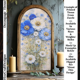 Papel De Seda Shabby Chic Blue Ivory Mix Flowers FD7L Decoupage