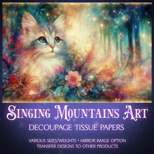 Papel De Seda Shabby Chic Cat Among Wildflowers Decoupage  (Criador carregado)