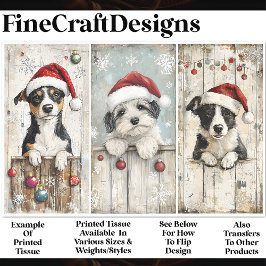 Papel De Seda Shabby Chic Fofo Natal Cachorrinho Cachorros AM6 D