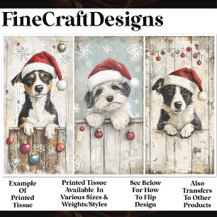 Papel De Seda Shabby Chic Fofo Natal Cachorrinho Cachorros AM6 D