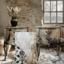 Papel De Seda Shabby Chic Preto e Bege Fundo Demask Realçado