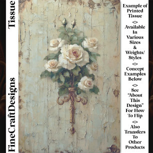 Papel De Seda Shabby Chic Rosa Creme e Branca CW3 Decoupage