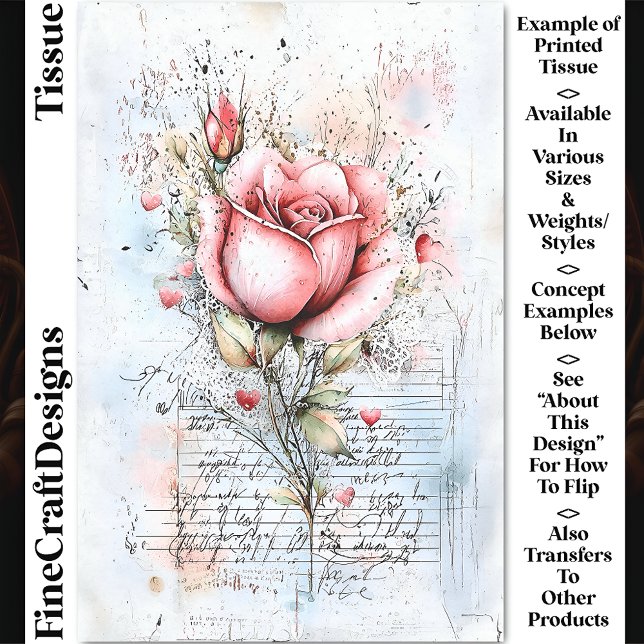 Papel De Seda Shabby Chic Rosa e Corações CJ8 Decoupage (Criador carregado)