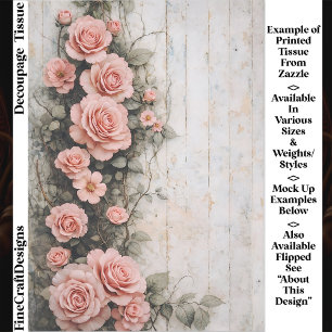 Papel De Seda Shabby Chic Rosas Pink Trepadeiras FD8L Decoupage