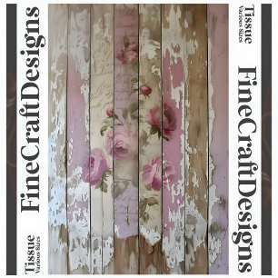 Papel De Seda Shabby Chic Rosas Vintage em Madeira Decoupagem A2