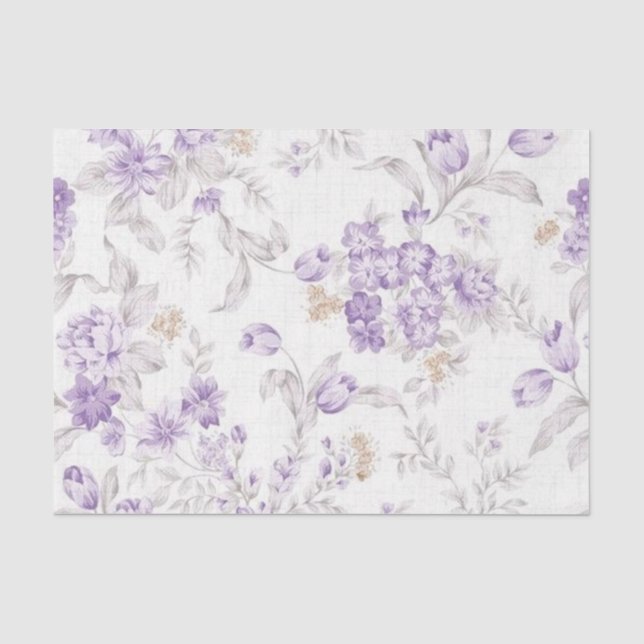 Papel De Seda Shabby Chic Série Lilás Design 3 (Frente )