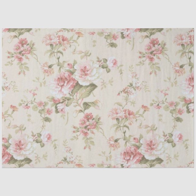 Papel De Seda Shabby Chic Série Rosa Design 2 (Frente )