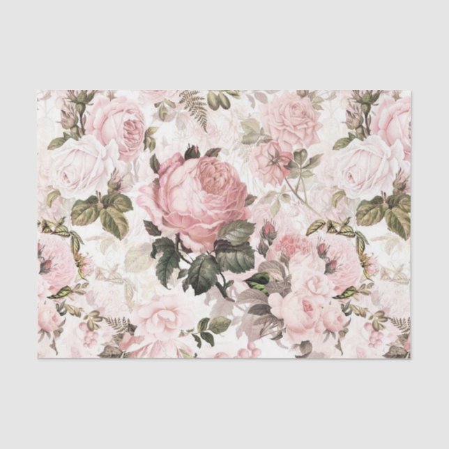 Papel De Seda Shabby Chic Série Rosa Design 9 (Frente )