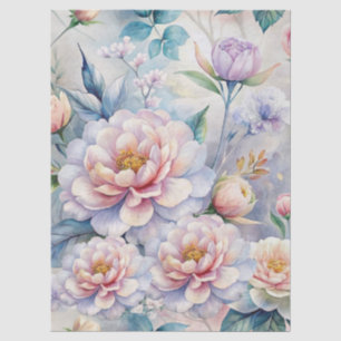 Papel De Seda Shabby Chic Vintage Inspirado Pastel Floral