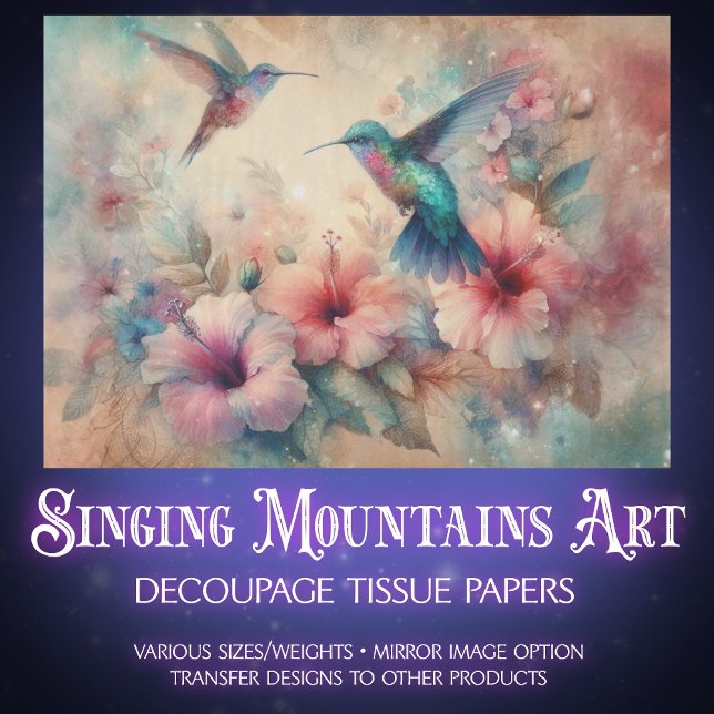 Papel De Seda Shabby Chic Watercolor Hummingbirds Decoupage (Criador carregado)