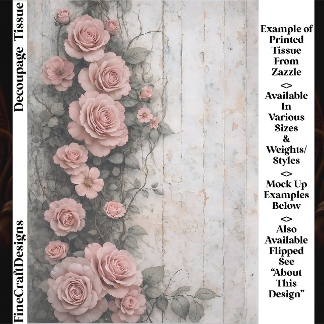 Papel De Seda Shabby Climbing Pale Pink Roses FD9L Decoupage (Criador carregado)