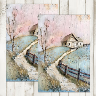 PAPEL DE SEDA SHABBY FARMHOUSE EM PASTELAS DECOUPAGEM DE TECIDO