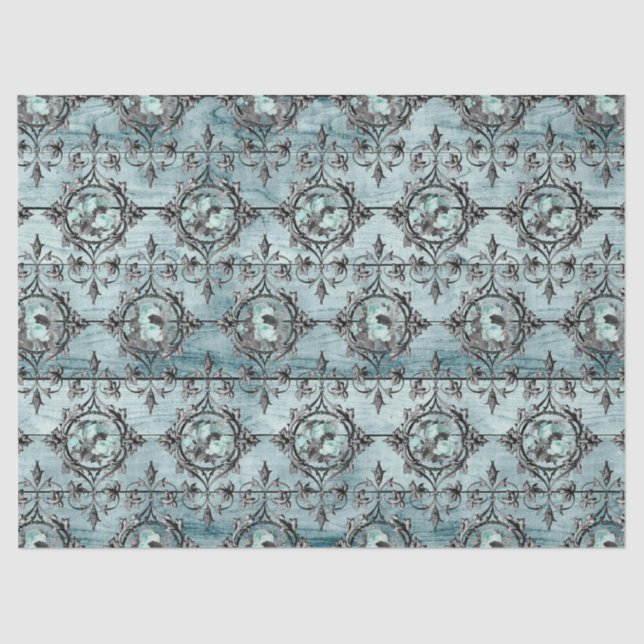 Papel De Seda Shabby Floral Aqua Series Design 4 (Frente )