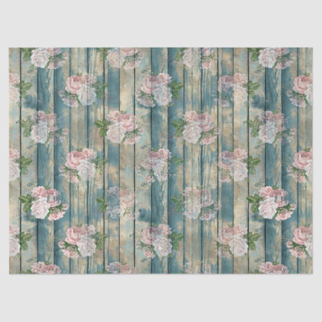 Papel De Seda Shabby Floral Aqua Series Design 6 (Frente )
