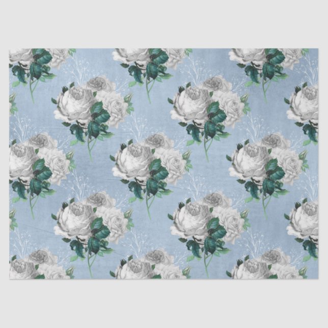 Papel De Seda Shabby Floral Blue Series Design 1 (Frente )
