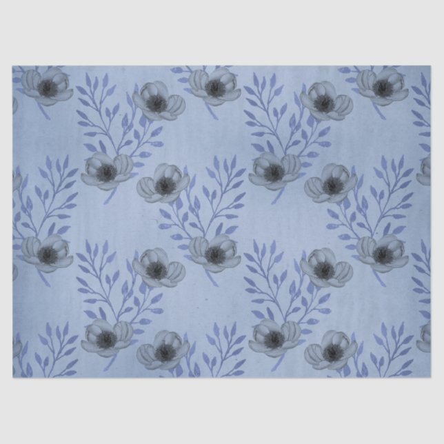 Papel De Seda Shabby Floral Blue Series Design 3 (Frente )