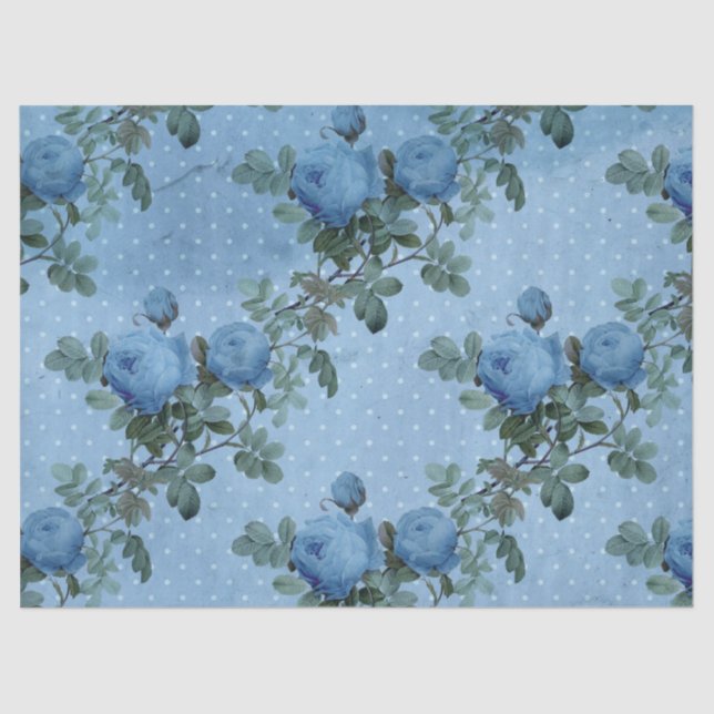 Papel De Seda Shabby Floral Blue Series Design 5 (Frente )