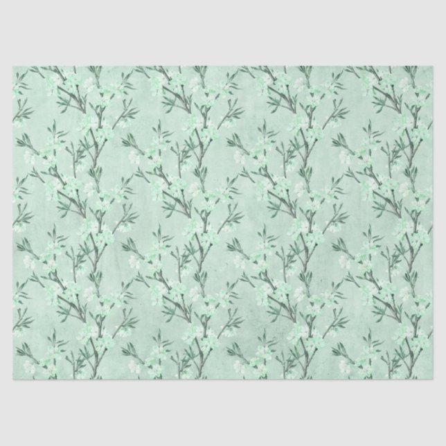 Papel De Seda Shabby Floral Mint Series Design 7 (Frente )