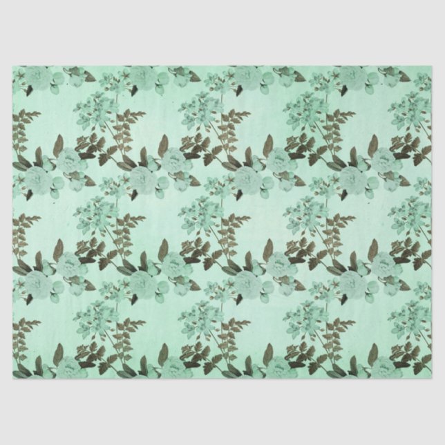 Papel De Seda Shabby Floral Mint Series Design 8 (Frente )