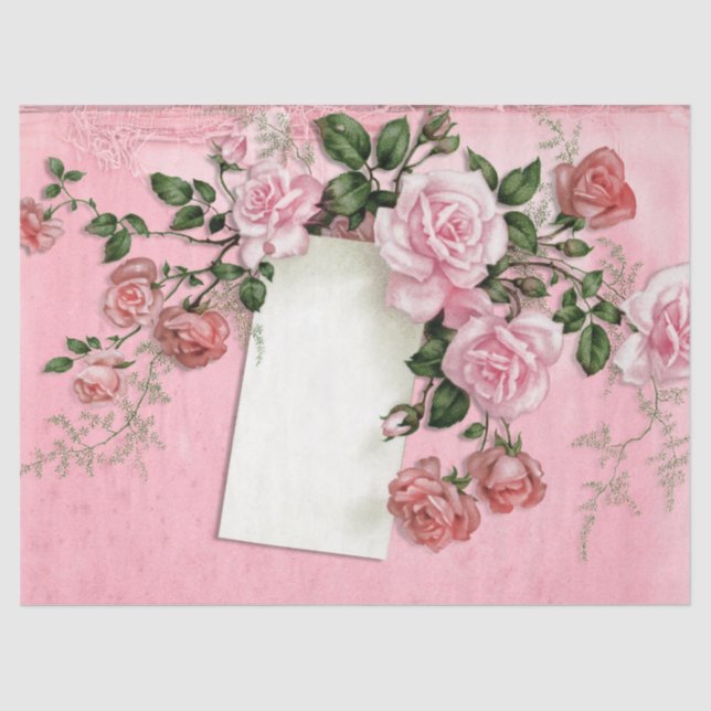 Papel De Seda Shabby Floral Pink Series Design 10 (Frente )