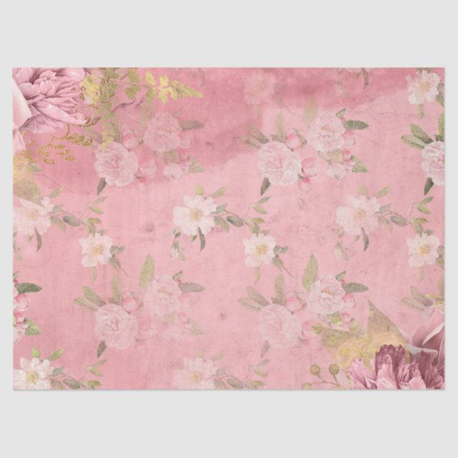 Papel De Seda Shabby Floral Pink Series Design 3 (Frente )