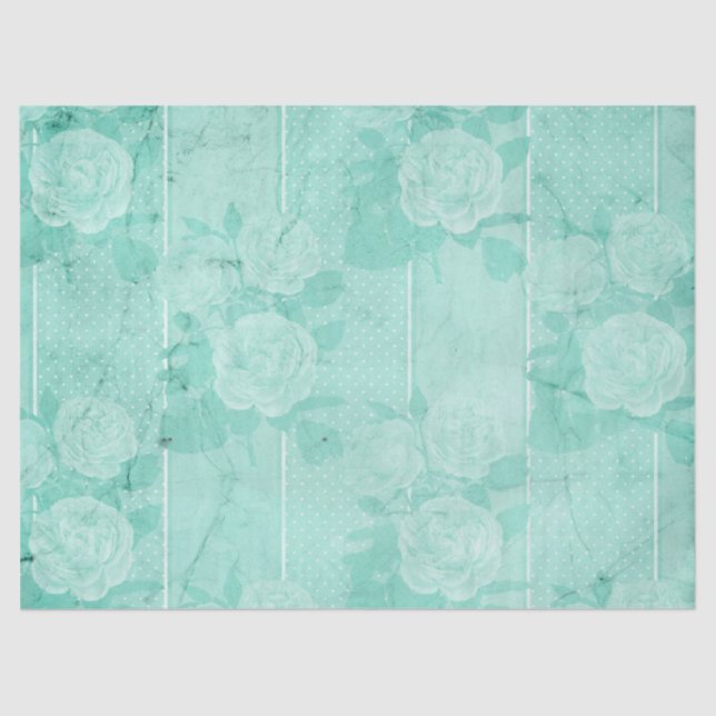 Papel De Seda Shabby Floral Turquoise Series Design 1 (Frente )