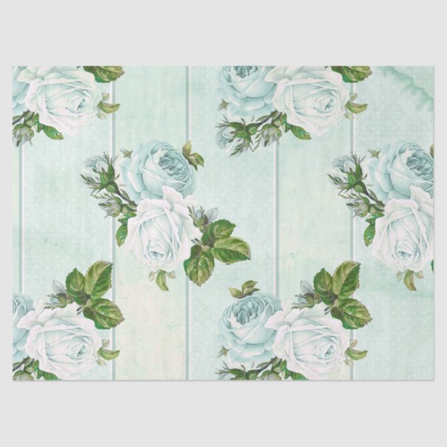 Papel De Seda Shabby Floral Turquoise Series Design 11 (Frente )