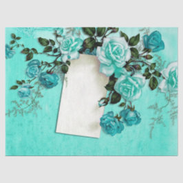 Papel De Seda Shabby Floral Turquoise Series Design 3