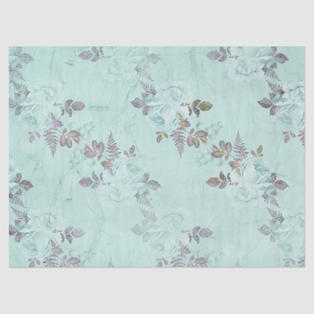 Papel De Seda Shabby Floral Turquoise Series Design 5 (Frente )