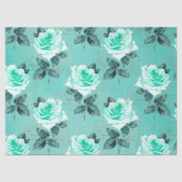 Papel De Seda Shabby Floral Turquoise Series Design 9