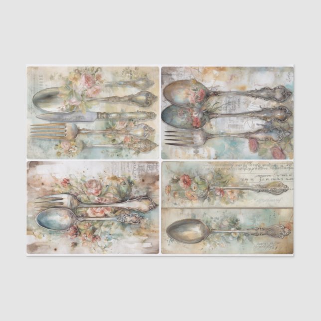 Papel De Seda Shabby Utensils (Frente )
