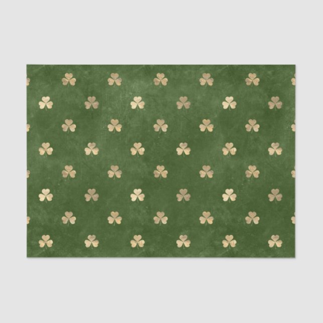Papel De Seda Shamrock Dourado Elegante Verde (Frente )