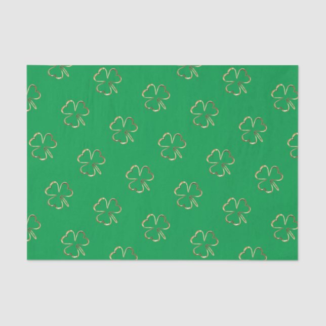 Papel De Seda Shamrock Green Irish Clover Pattern (Frente )