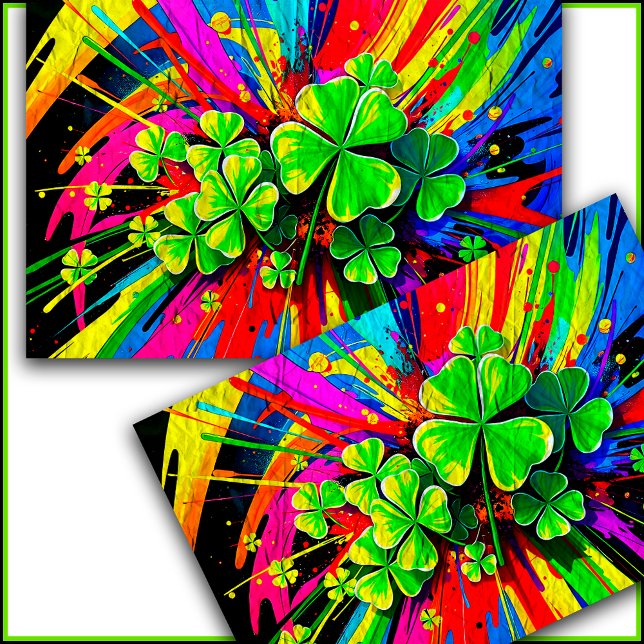 Papel De Seda [Shamrock Splash] Arco-Íris Cores Pintar Splatter ((simulated paper texture))