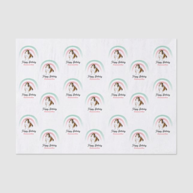 Papel De Seda Sheltie Dog Rainbow Birthday (Frente )