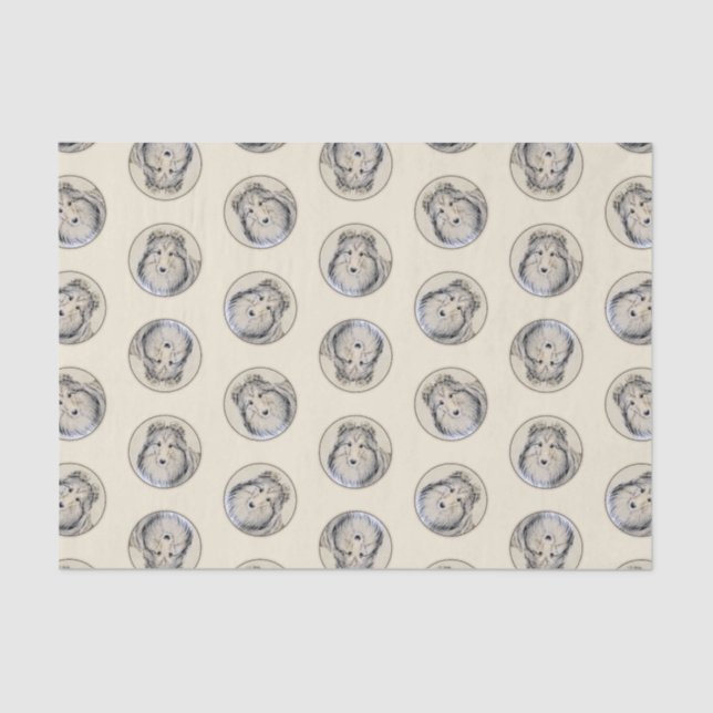 Papel De Seda Shetland Sheepdog Puppy Painting Dog Art (Frente )