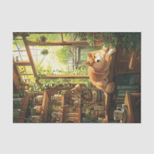 Papel De Seda Shiba Inu em uma página de dissociação em uma casa