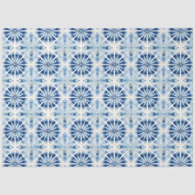 Papel De Seda Shibori Blue Japonês Textile Art n.o 10 (Frente )