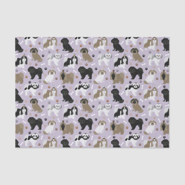 Papel De Seda Shih Tzu Dogs Paws and Bones Tissue Paper (Frente )