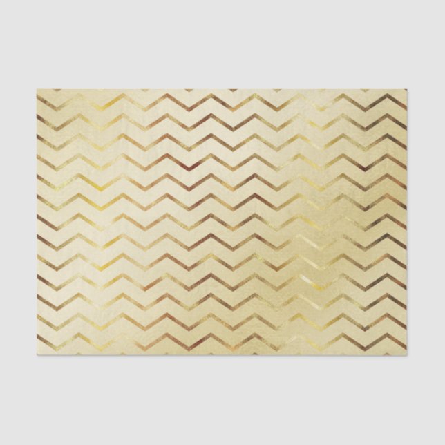 Papel De Seda Shimmer Chevron Dourado (Frente )
