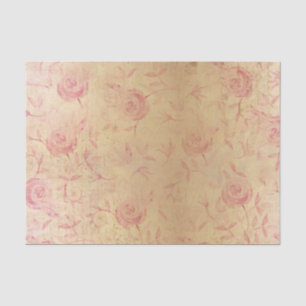 Papel De Seda Shimmer Dourado Floral Rosa-Chic